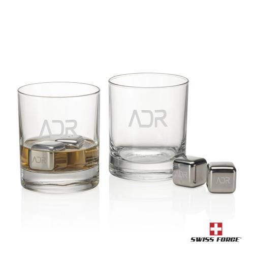 Corporate Gifts - Barware - Gift Sets - Swiss Force® S/S Ice Cubes & 2 Chelsea OTR