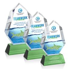 Employee Gifts - Norwood Full Color Green on Newhaven Polygon Crystal Award
