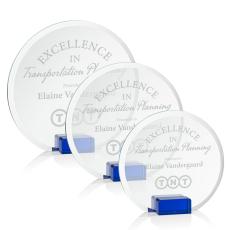 Bowie Blue Circle Crystal Award - Colored Crystal Awards