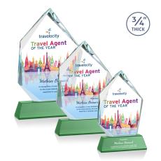 Employee Gifts - Deerhurst Ice Peak Full Color Green on Newhaven Peaks Crystal Award