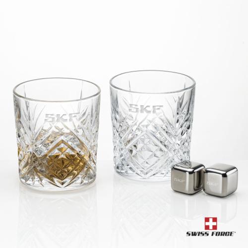 Corporate Gifts - Barware - Gift Sets - Swiss Force® S/S Ice Cubes & 2 Milford OTR