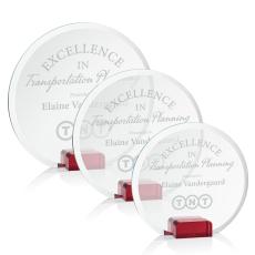 Bowie Red Circle Crystal Award - Colored Crystal Awards