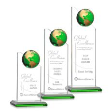 Employee Gifts - Arden Green/Gold Globe Crystal Award