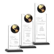 Employee Gifts - Arden Black/Gold Globe Crystal Award
