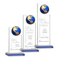 Employee Gifts - Arden Blue/Gold Globe Crystal Award
