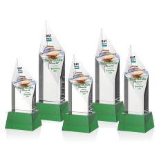 Vertex Full Color Green on Base Diamond Crystal Award - Colored Crystal Awards