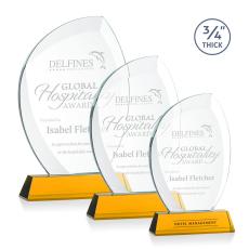 Wichita Amber on Newhaven Base Flame Crystal Award - Crystal Awards