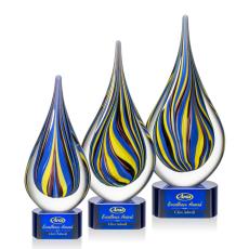Employee Gifts - Calabria Blue Tear Drop Glass Award
