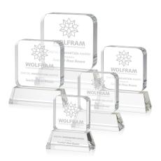 Employee Gifts - Flamborough Clear on Base Square / Cube Crystal Award