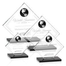Ferrand Globe Black/Silver Diamond Crystal Award - Crystal Awards