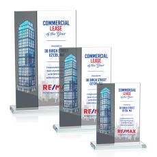 Employee Gifts - Composite Vertical Full Color Grey Rectangle Crystal Award
