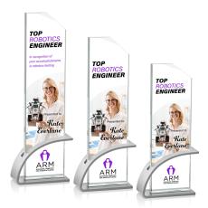 Barton Full Color Silver Rectangle Crystal Award - Full Color Imprint