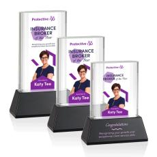 Merit Full Color Black on Base Rectangle Crystal Award - Crystal Awards