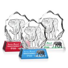 Ottavia Elephant Full Color Animals Crystal Award - Colored Crystal Awards