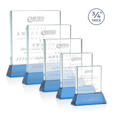 Terra Sky Blue on Newhaven Square / Cube Crystal Award - Awards and Trophies