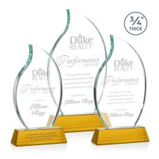 Croydon Amber on Newhaven Base Flame Crystal Award - Awards and Trophies