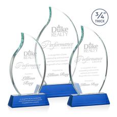 Croydon Blue on Newhaven Base Flame Crystal Award - Colored Crystal Awards