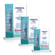 Employee Gifts - Composite Vertical Full Color Teal Rectangle Crystal Award