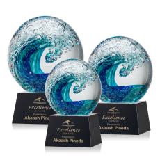 Employee Gifts - Surfside Globe on Robson Black Glass Award