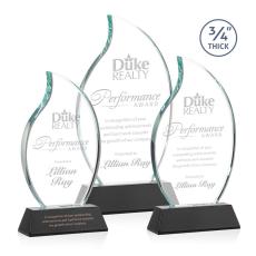 Croydon Black on Newhaven Base Flame Crystal Award - Awards and Trophies