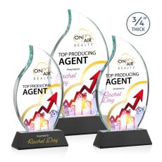 Croydon Full Color Black on Newhaven Base Flame Crystal Award - Awards and Trophies