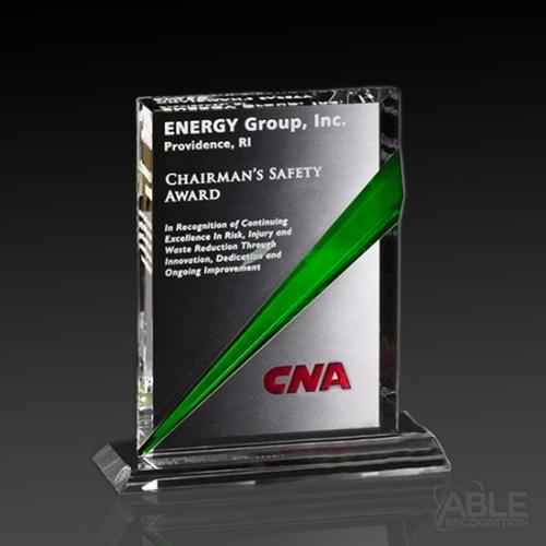 Awards and Trophies - Crystal Awards - Danbury Emerald Rectangle