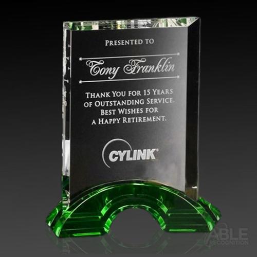 Awards and Trophies - Crystal Awards - Greenbury Emerald Rectangle