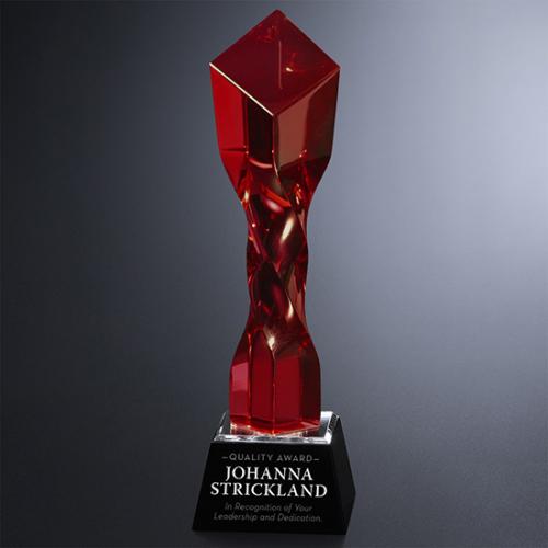 Awards and Trophies - Crystal Awards - Twisted Diamond Ruby Award