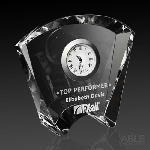 Awards and Trophies - Crystal Awards - Fanfare Clock