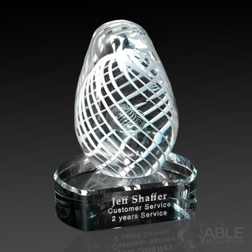 Awards and Trophies - Crystal Awards - White Swirl on Clear Base
