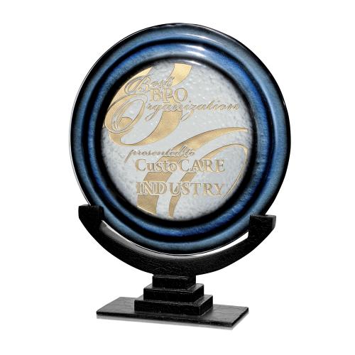 Awards and Trophies - Crystal Awards - Glass Awards - Art Glass Awards - Sapphire Orbit