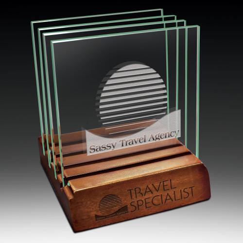 Awards and Trophies - Glass Coaster with Base
