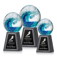 Employee Gifts - Surfside Globe on Tall Marble Glass Award