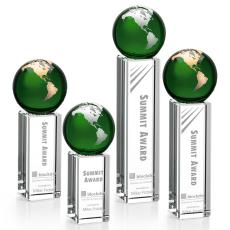 Employee Gifts - Luz Green/Gold Globe Crystal Award