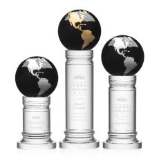 Employee Gifts - Colverstone Black/Gold Globe Crystal Award