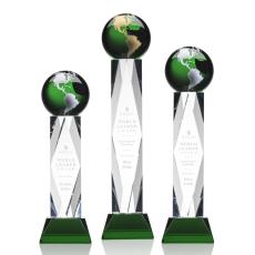 Employee Gifts - Ripley Globe Green/Gold Towers Crystal Award