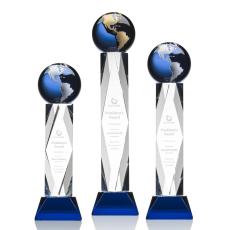 Employee Gifts - Ripley Globe Blue/Gold Towers Crystal Award