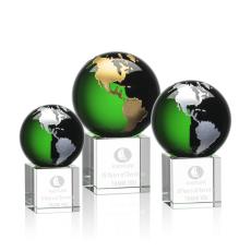 Employee Gifts - Haywood Green/Gold Globe Crystal Award