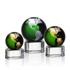 Employee Gifts - Dundee Green/Gold Globe Crystal Award