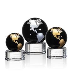 Employee Gifts - Dundee Black/Gold Globe Crystal Award