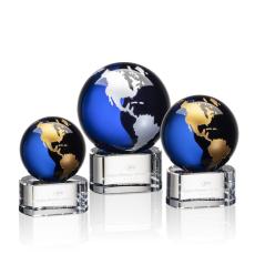 Employee Gifts - Dundee Blue/Gold Globe Crystal Award