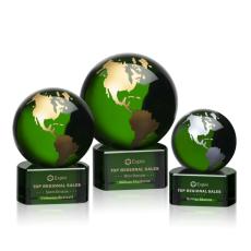 Employee Gifts - Marcana Green/Gold Globe Crystal Award