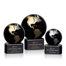 Employee Gifts - Marcana Black/Gold Globe Crystal Award