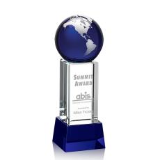 Employee Gifts - Luz Blue/Silver on Base Globe Crystal Award