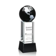 Employee Gifts - Luz Black/Silver on Base Globe Crystal Award