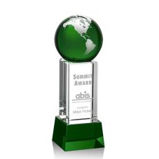 Employee Gifts - Luz Green/Silver on Base Globe Crystal Award