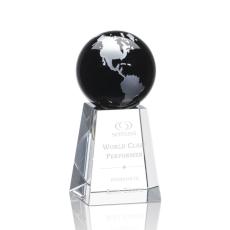 Employee Gifts - Heathcote Black/Silver Globe Crystal Award