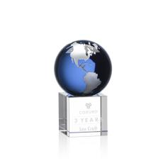 Employee Gifts - Haywood Blue/Silver Globe Crystal Award