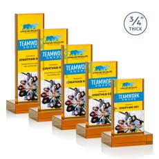 Hathaway Full Color Amber Rectangle Crystal Award - Awards and Trophies
