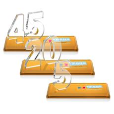 Northam Anniversary Full Color Amber Number Crystal Award - Full Color Imprint